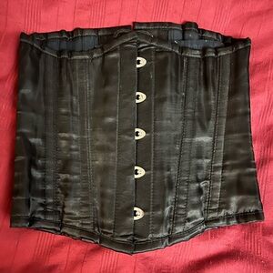 Black satin steel boned Burleska corset